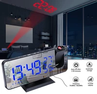 upgrade table clock electronic flip alarm clock digital projector wake up fm radio snooze ledintelligent mirror wall clock decor