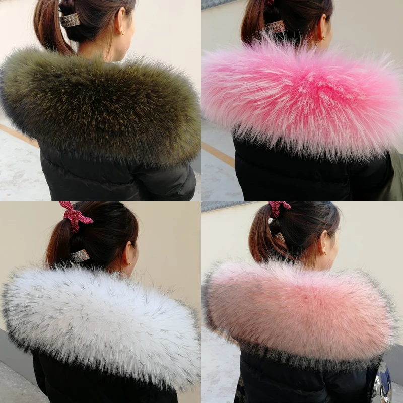 Зимний шарф из натурального меха енота