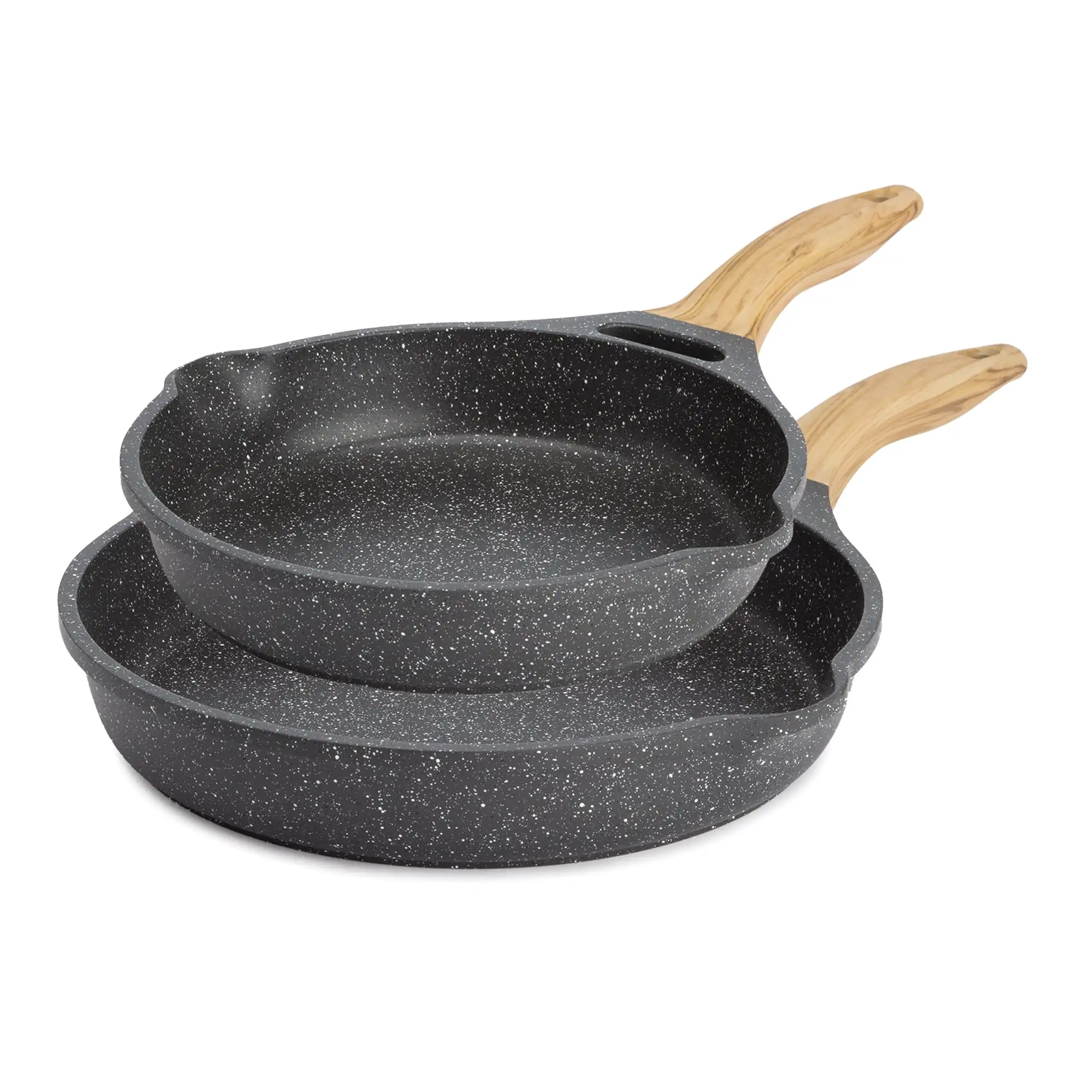 

Charcoal Speckle 2-Piece Prairie Cast Aluminum Fry Pan Set, 10" & 12", Dishwasher Safe