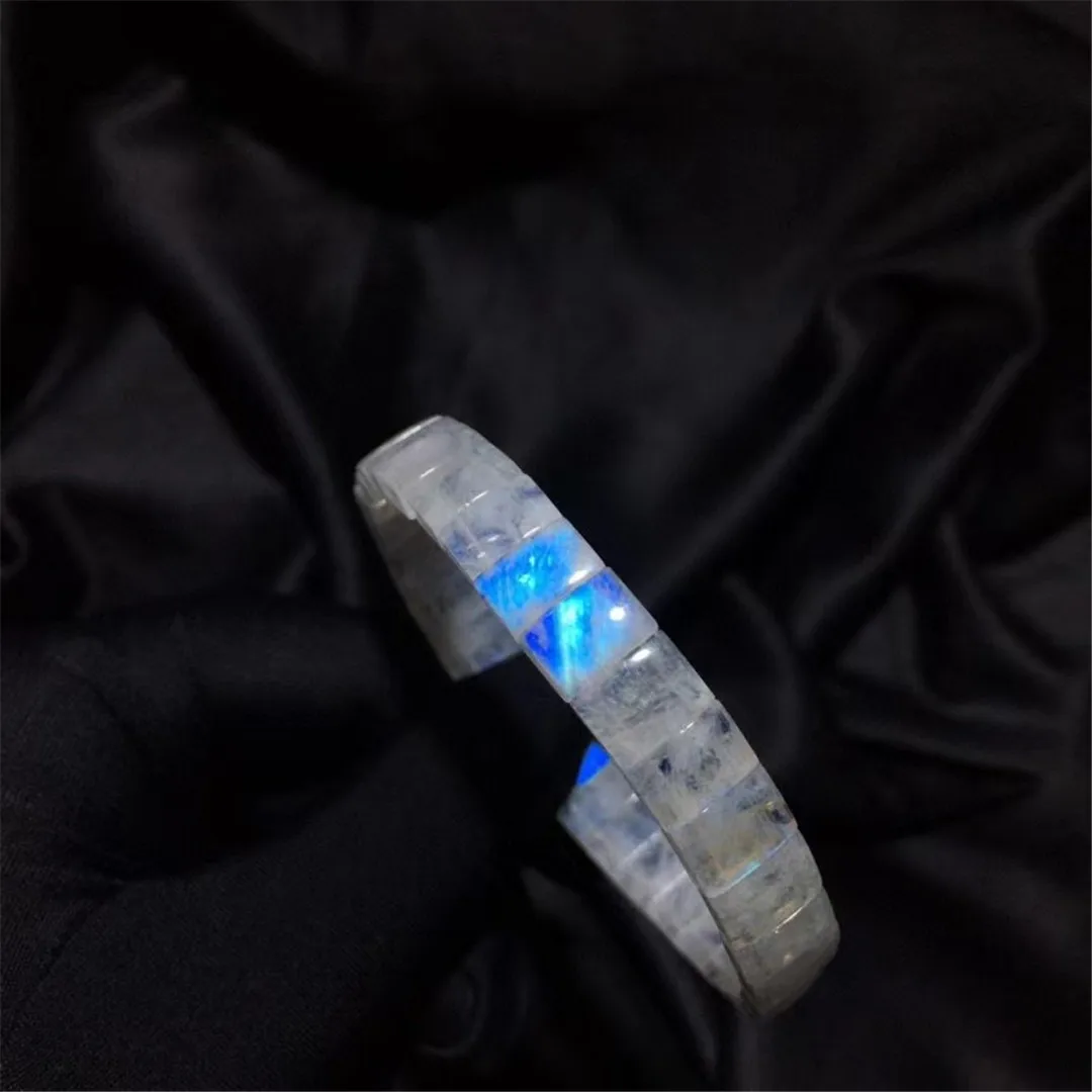 

Natural Moonstone Bangle Bracelet For Women Lady Men Love Gift Blue Light Crystal 9x6mm Beads Energy Stone Strands Jewelry AAAAA