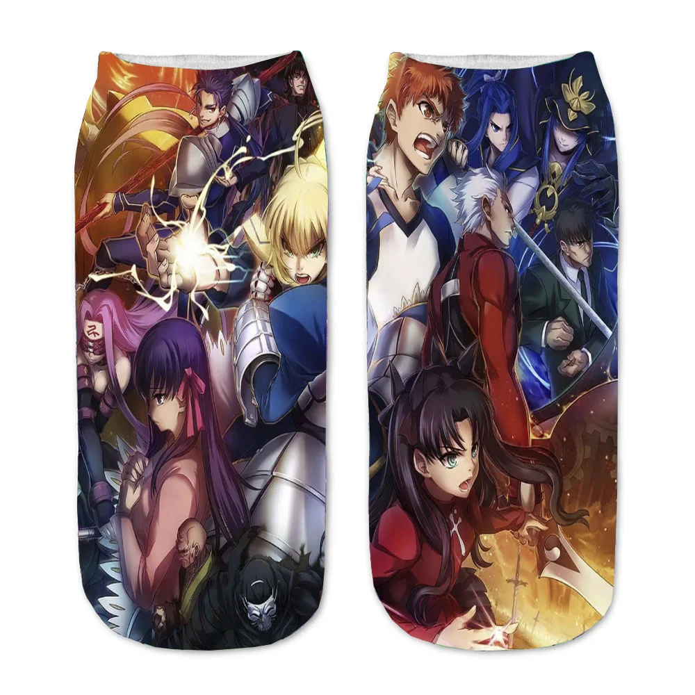 

Носки мужские/женские с рисунком аниме fate stay night, прямые с 3D-принтом, короткие носки для подростков, милые вечерние до щиколотки в подарок