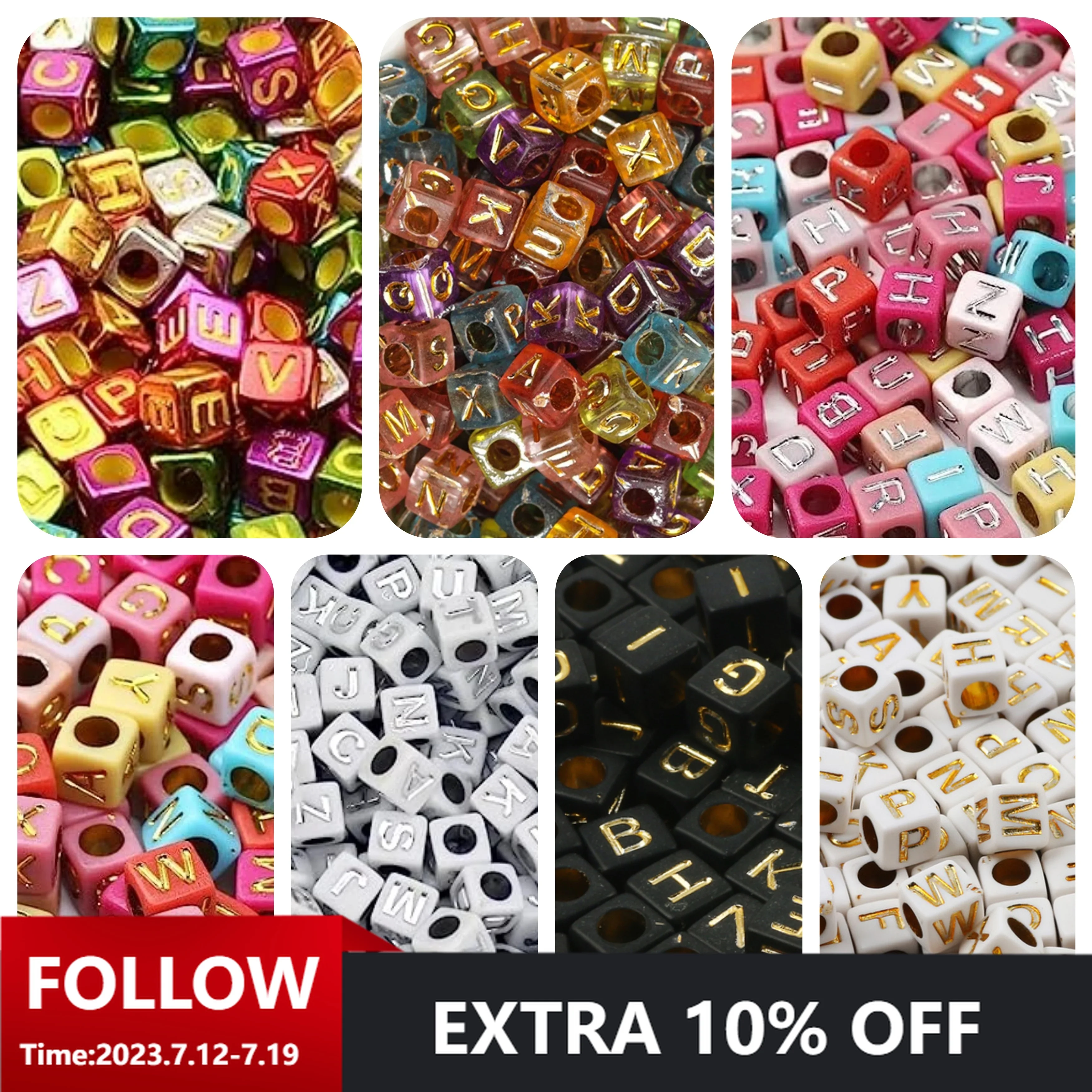 

100Pcs/Lot 6mm Mixed Acrylic Letter Beads Cube Loose Spacer Alphabet Beads For Jewelry Making DIY Bracelet Necklace