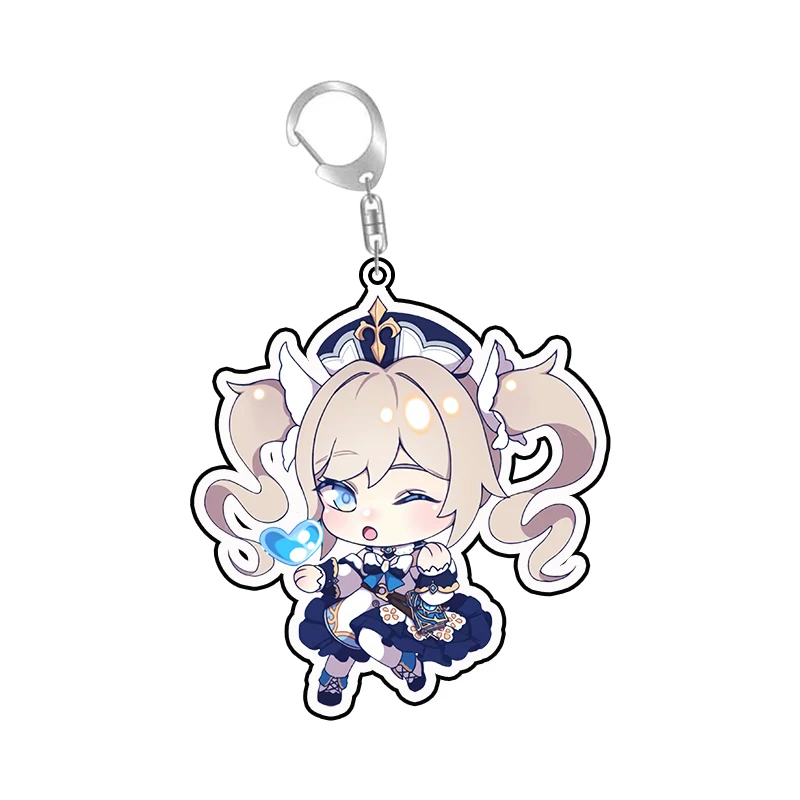 Милые Акриловые Аниме брелки для ключей Genshin аниме кольцо фигурка этера альбедо
