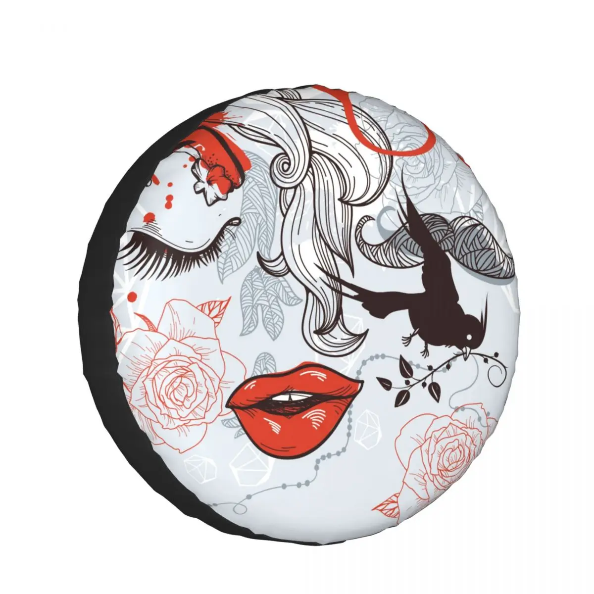 

1PC Car Spare Tire Cover Abstract Man Woman Rose Bird Polyester Auto Wheel Tire Storage Bag Vehicle Tyre Dust-proof Protector