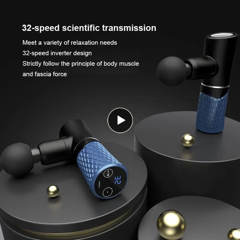 

Small Waist Mini Massage Gun LED Display Muscle Massager Deep Muscle Pain Relaxation Fascia Gun Body Massage With 4 Heads