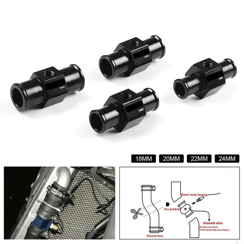 

1Pc 16MM 18MM 20MM 22MM Black Water Temp Gauge Radiator Temperature Water Temp Joint Pipe Tee Sensor Hose Adapter