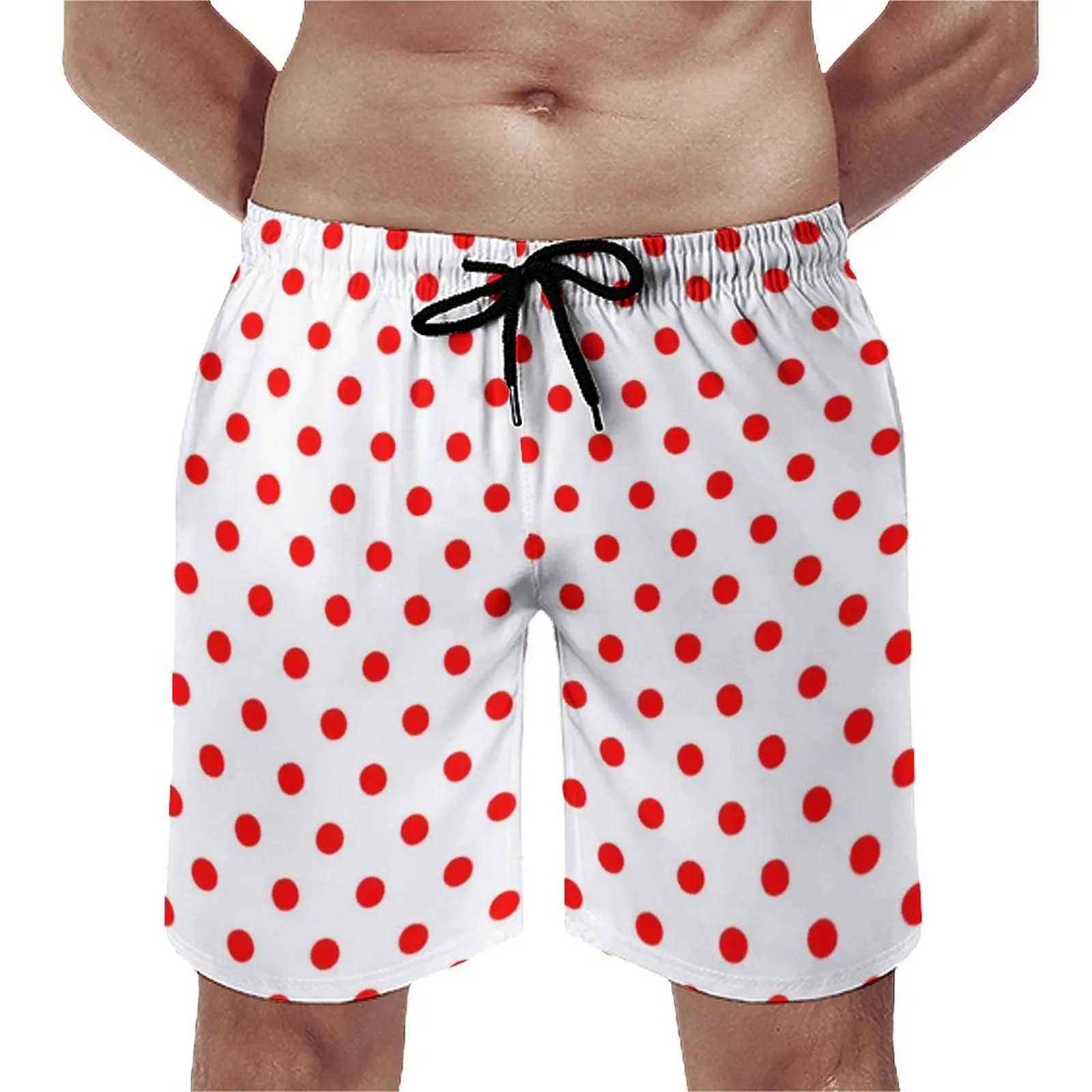 

Red Polka Dot Board Shorts Geometric Dots Vintage Print Sports Surf Board Short Pants Men Quick Dry Funny Design Swimming Trunks