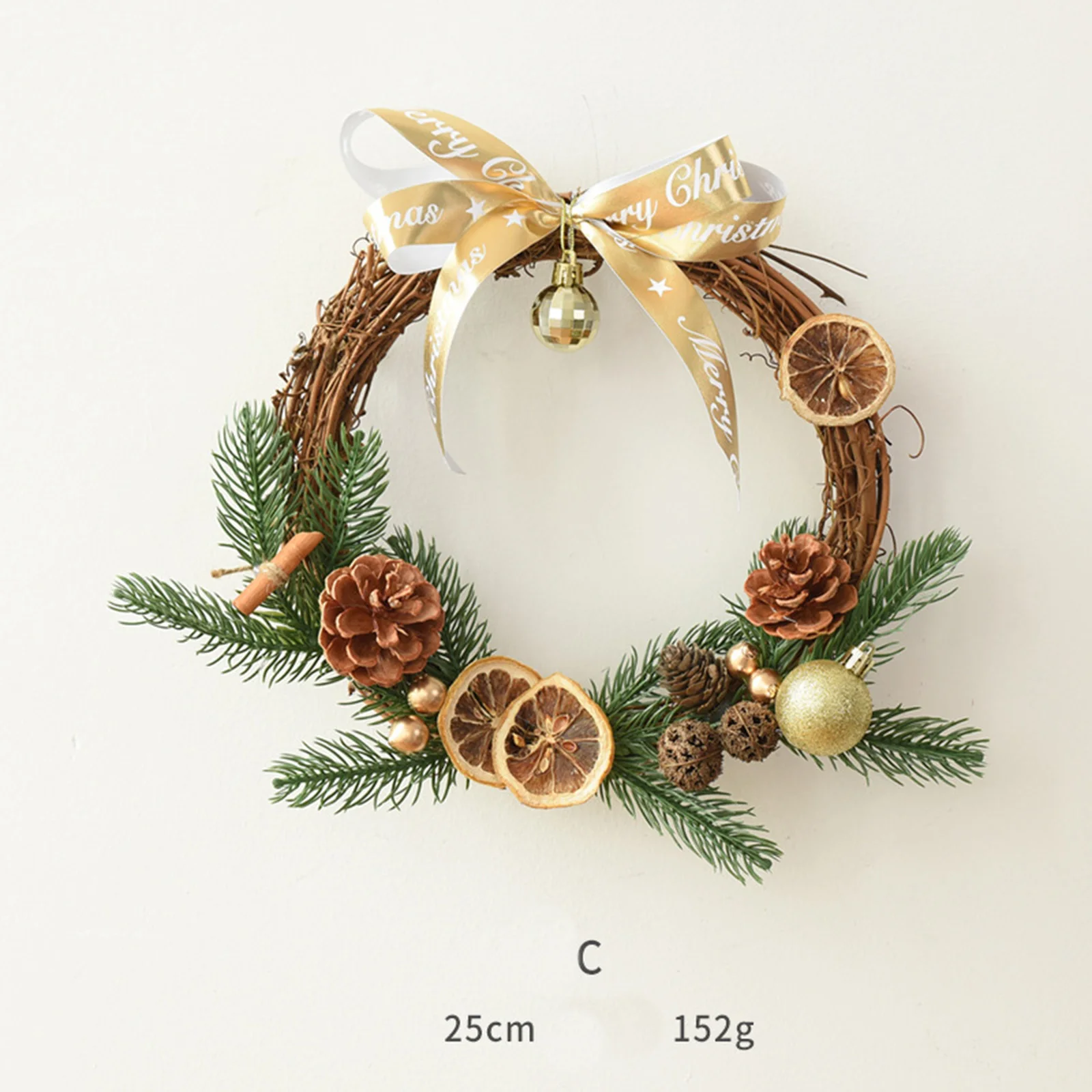 

25cm Pine Cone Natural Rattan Wreath Decorative Farmhouse Celebration Home