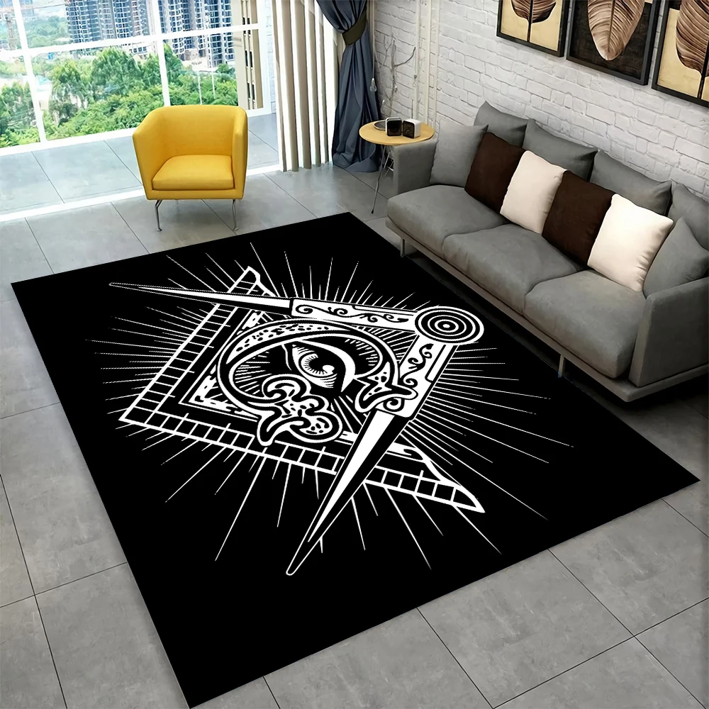

3D Freemason Masonic Illuminati Ring Area Rug,All Seeing Eye Carpet Rug for Living Room Bedroom Doormat Decor,Non-slip Floor Mat