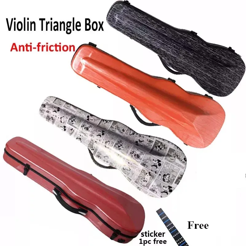 Fastshipping 4/4 3/4 1/2 1/4 Violin carbon fiber triangle Box Wear- triangle Box Violin Box Violin Triangle Case with Hygrometer