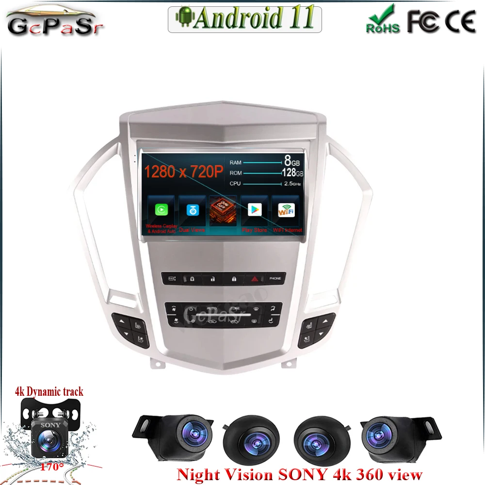 

9 ''Android 11 для Cadillac SRX 2009-2012 мультимедийный видео Carplay аудио Gps 360 камера с двойным объективом экран монитора автомобиля