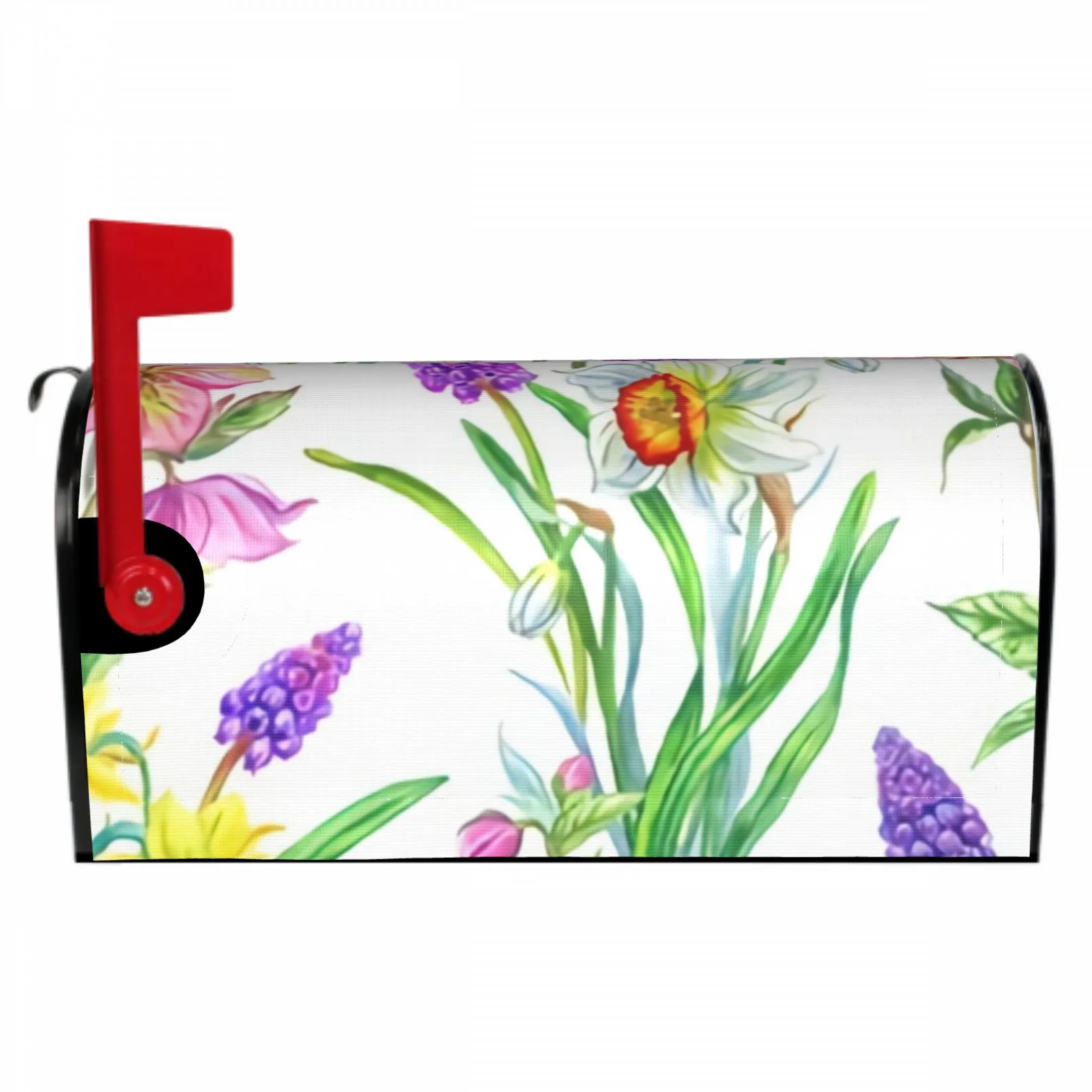 

Pink Yellow Purple Flower Decorative Mailboxes Wraps Post Letter Box Cover Standard Size 18x21 In for Outdoor Garden