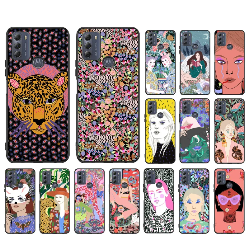 

Art jaguar Flower Women Phone Case for Motorola Moto G50 G60S G100 G Stylus G9 G8 G7 Power G Pure G8 Play G7 Plus G10 G30
