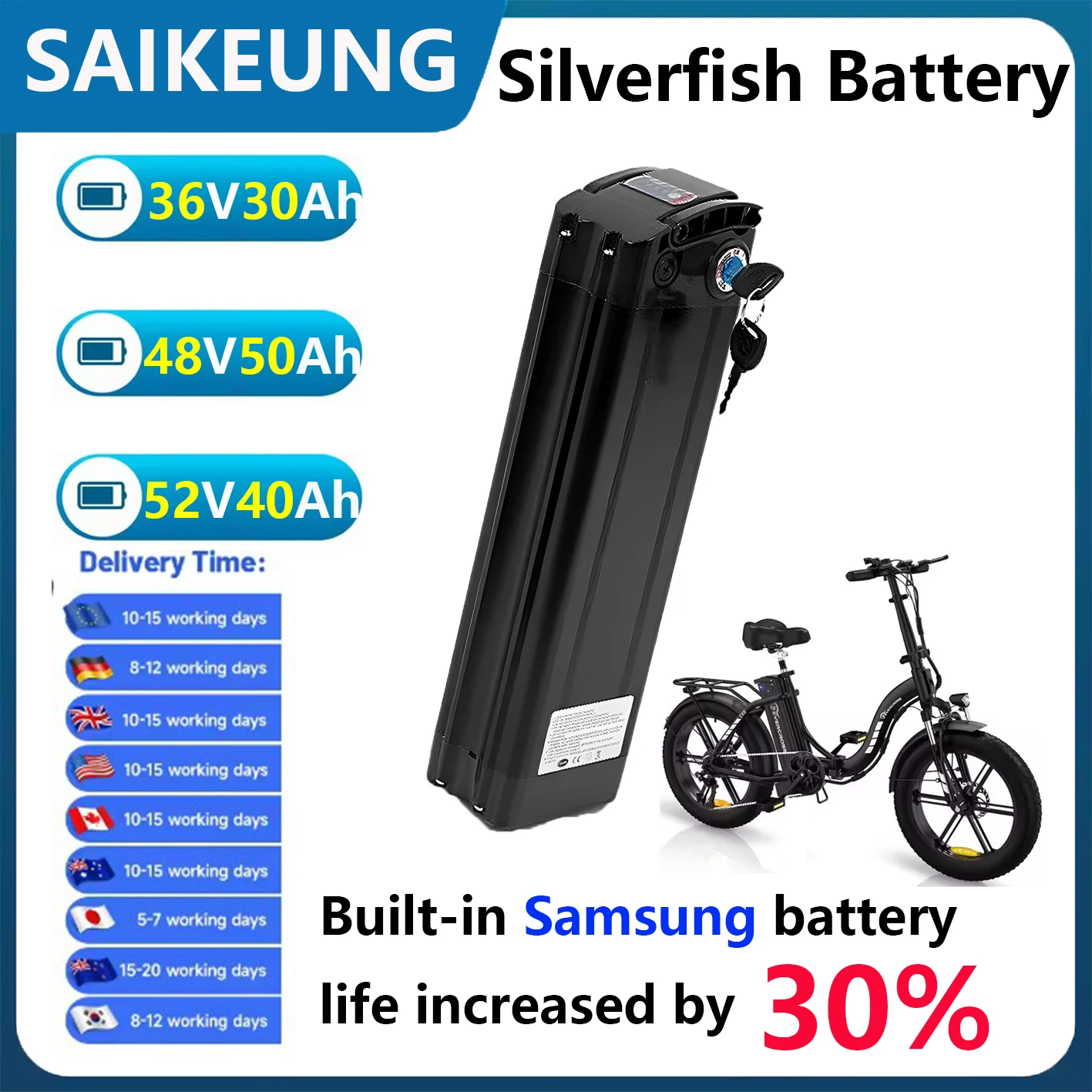 Фото Аккумулятор для электровелосипеда SilverFish 36v48v52v60v72v 60 20ah 24 30 45ah 50ah 2000w для электрического велосипеда HITWAY BK6S COLORWAY №1