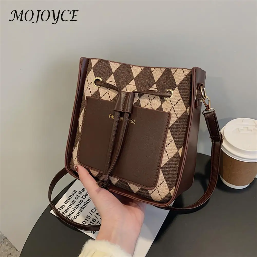 

Women Shoulder Bags PU Leather Canvas Crossbody Bag Female Diamond Lattice Small Designer Clutch Purse for Travel Shopping