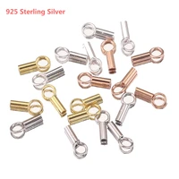 10pcslot 925 sterling silver end caps clasps dia 1mm for diy leather bracelet jewelry necklace making findings accessories