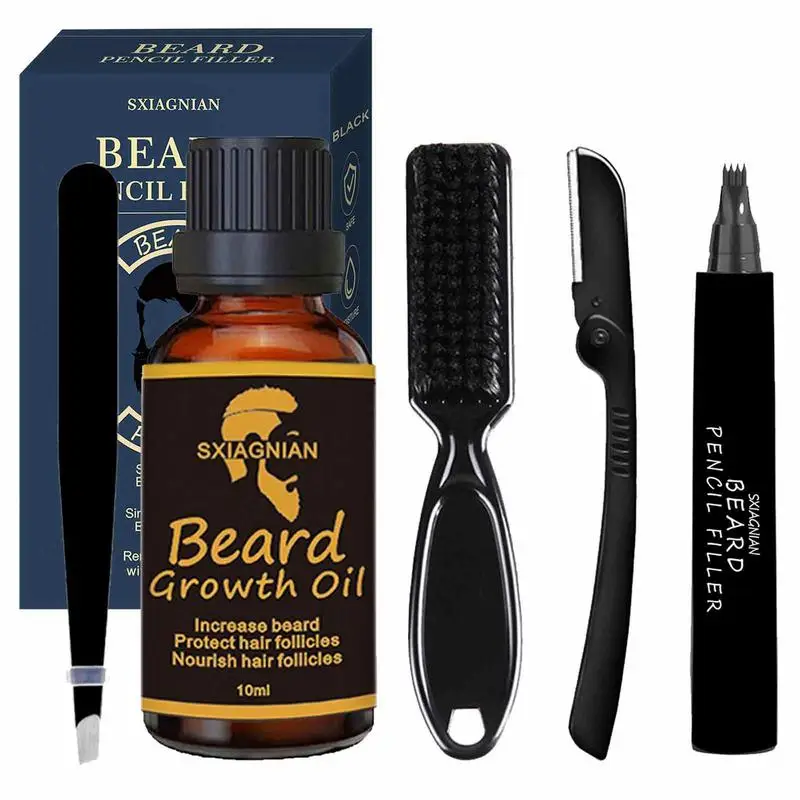 

Набор для бороды, водонепроницаемый набор для бороды для мужчин, инструмент для подводки бороды с долговечным эффектом, ручка для бороды с н...