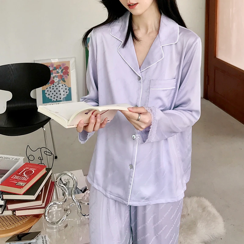 CAIYIER 2022 Cute Cartoon Print Ladies Nightwear Long Sleeve Sleepwear Sexy Women Luxury Pajamas Set Robe Bath Gown Sleepshirts