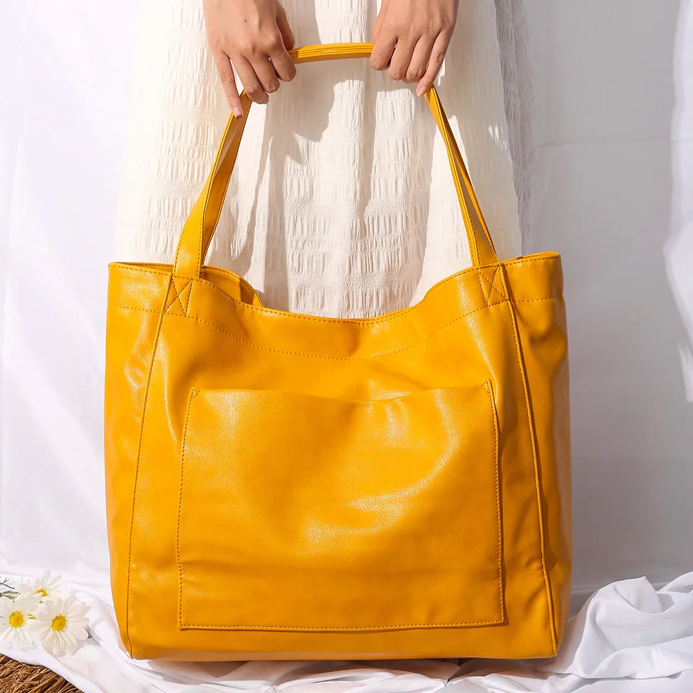 

Женская сумка с карманом, мягкая Наплечная Сумка из масляной и вощеной кожи, вместительная, 2022