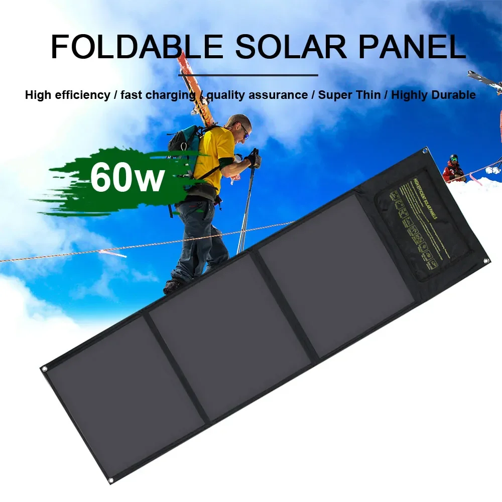 

quick charge folding foldable solar panel 50w 60w 18v dual usb port DC port solar charger for tablet phone loptop