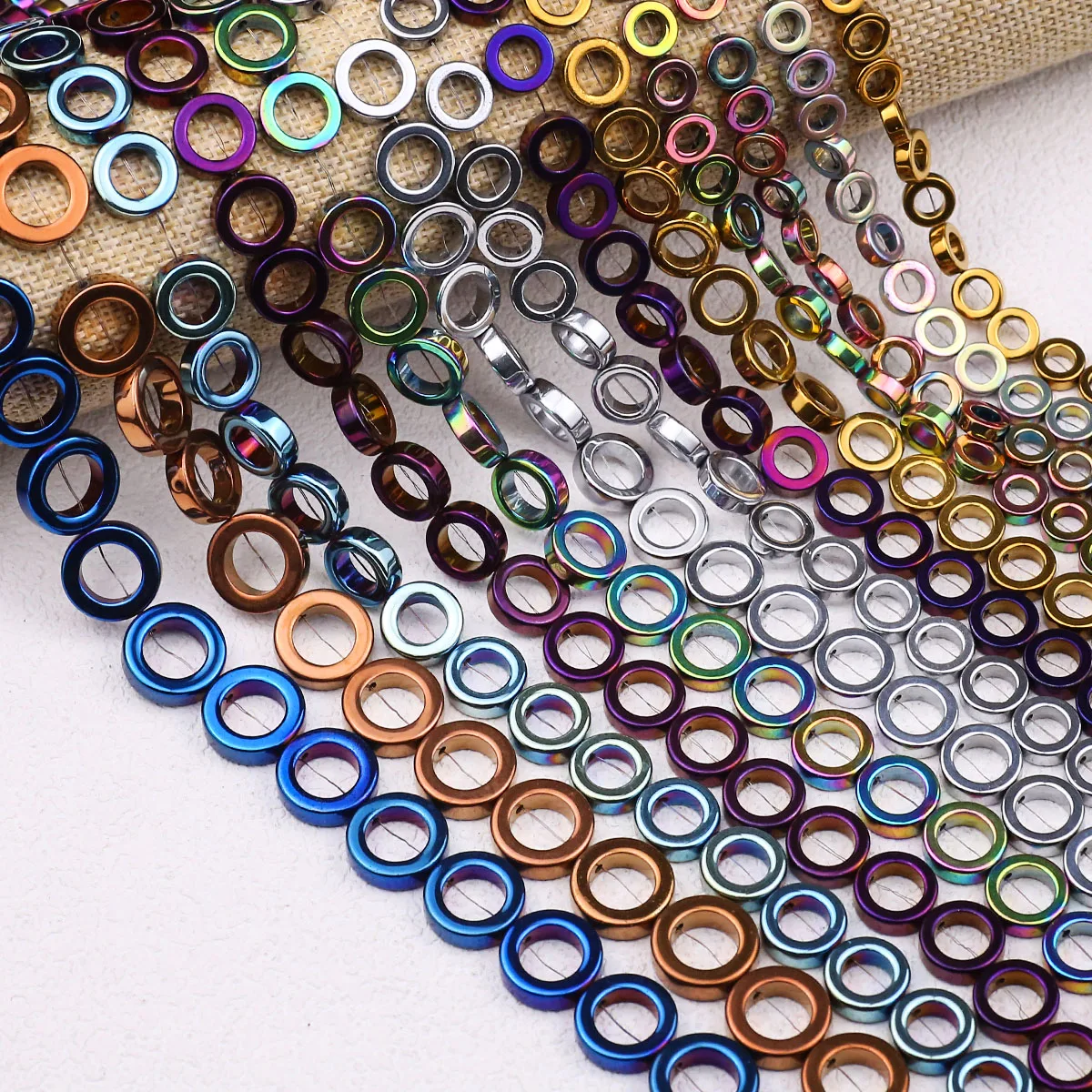 Разноцветные Круглые бусины из гематита и натурального камня 8-14 мм