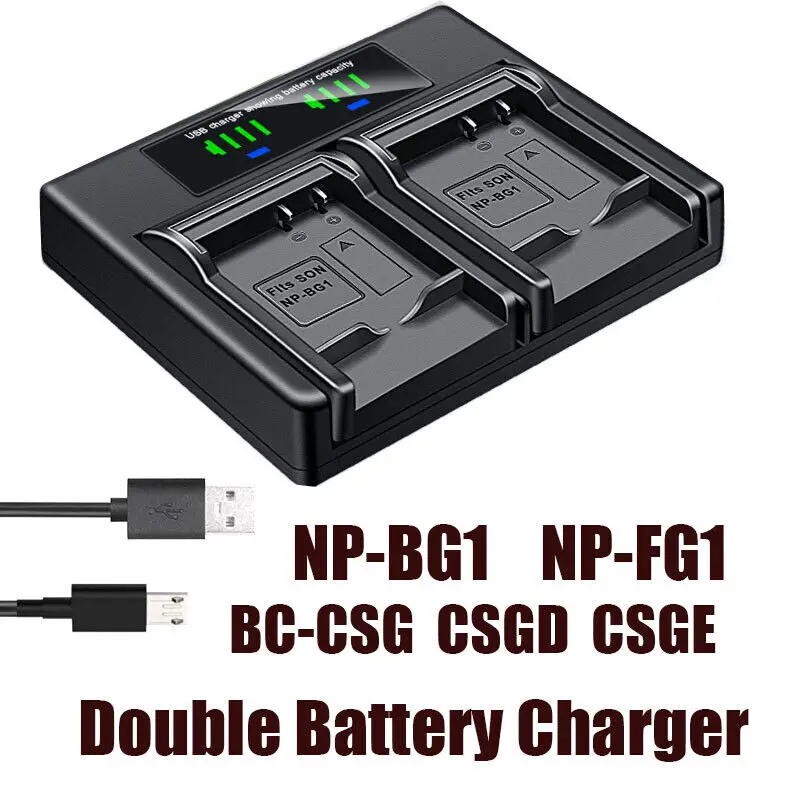 

Dual Battery Charger For NP-BG1 FG1 SONY DSC-W100 W110 W115 W120 W125 W130