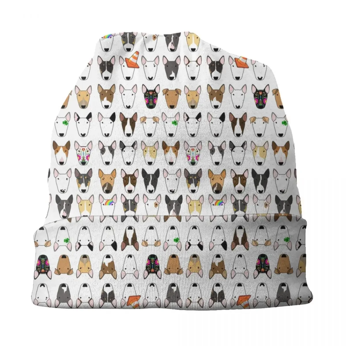 Бультерьер шапки с повторяющимся узором для собак крутая вязаная шапка женщин и