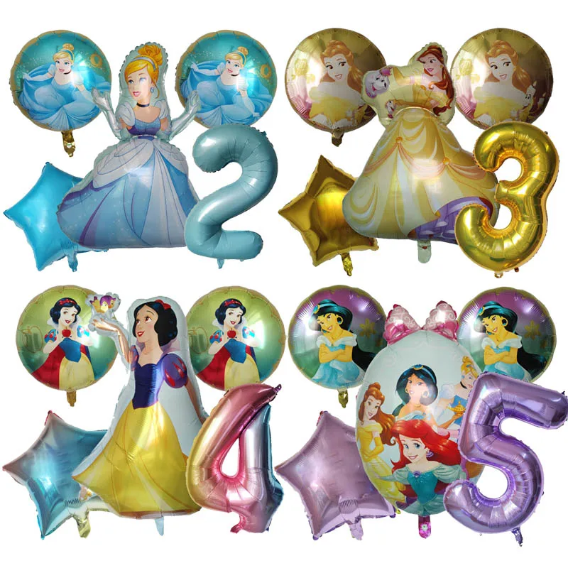 

Disney Princess Cinderella Belle Cake Foil Balloons 32inch Number Birthday Party Decoration Globes Baby Shower Toys Children