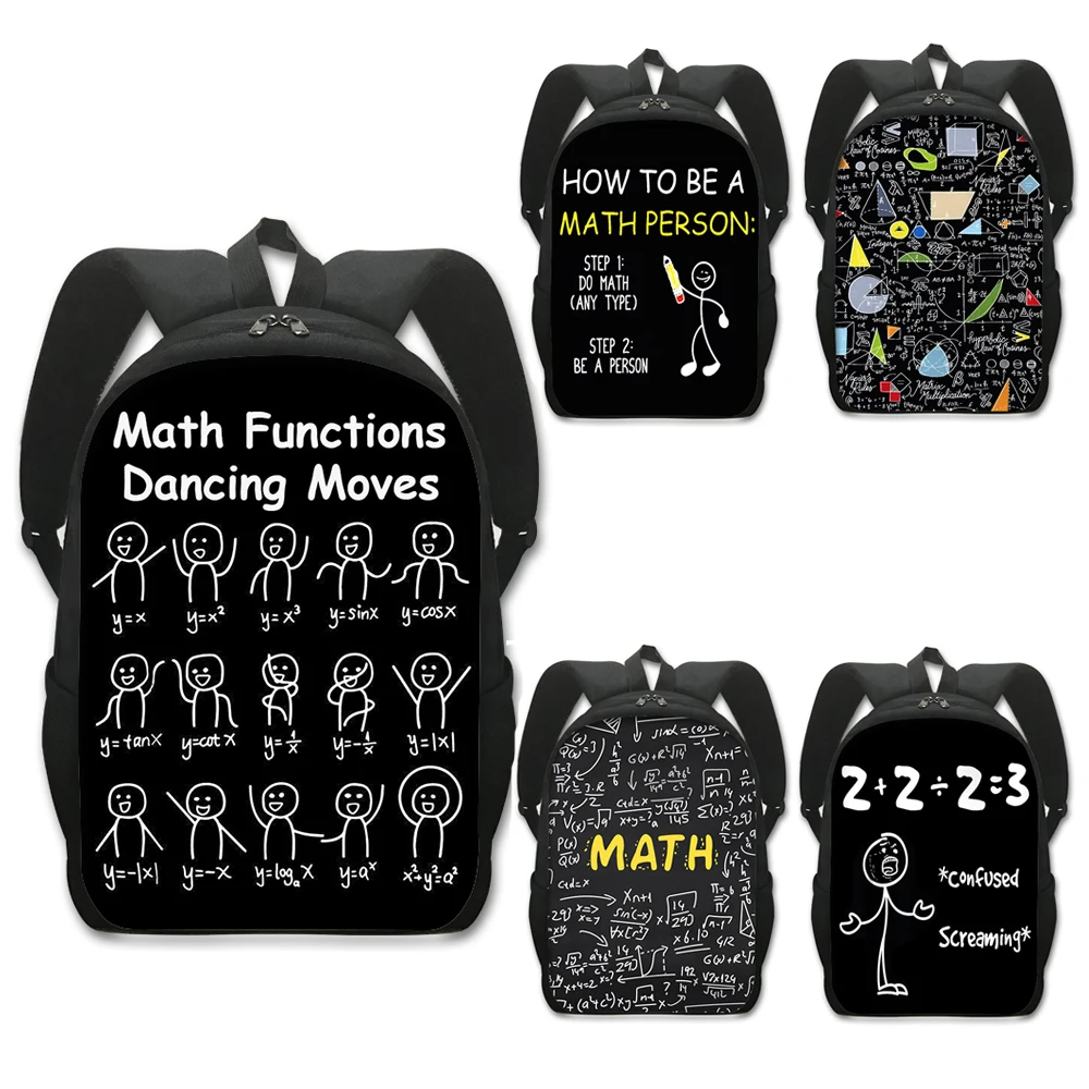 

Funny Algebra Math Dance Moves Backpack for Teenager Boys Girls Daypack Mathematical Formula Children School Bags Kids Bookbag