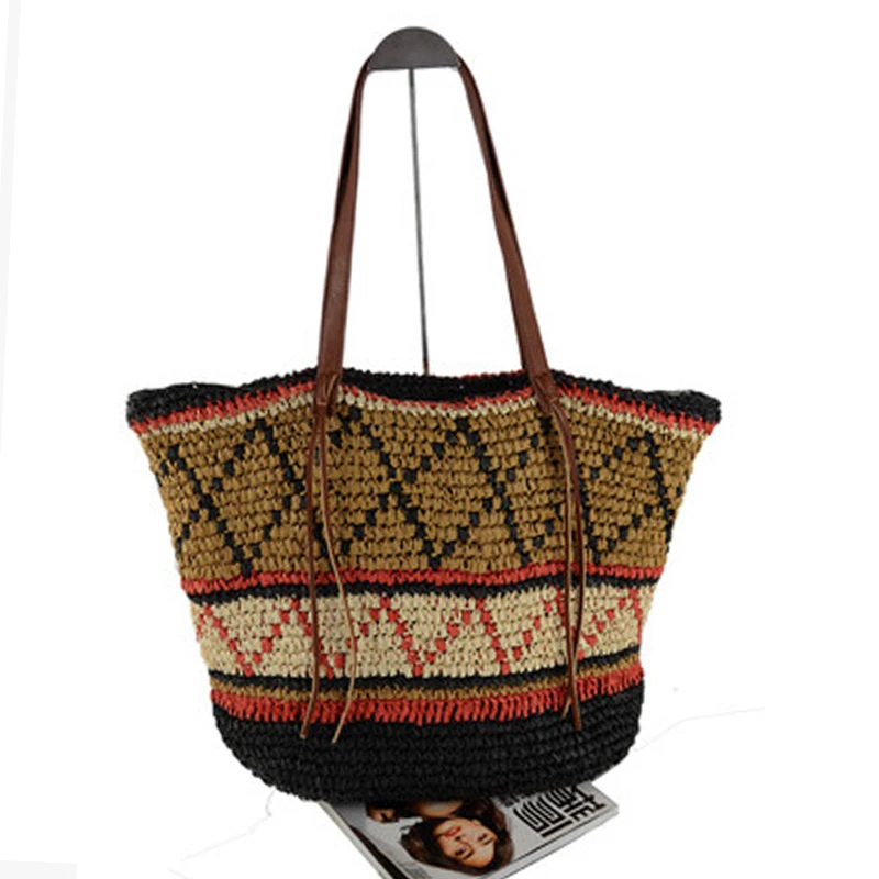 New Tassel Straw Beach Bag Travel Vacation Shoulder Bag Handmade Woven Totes High Capacity Bags Women Fashion Handbag