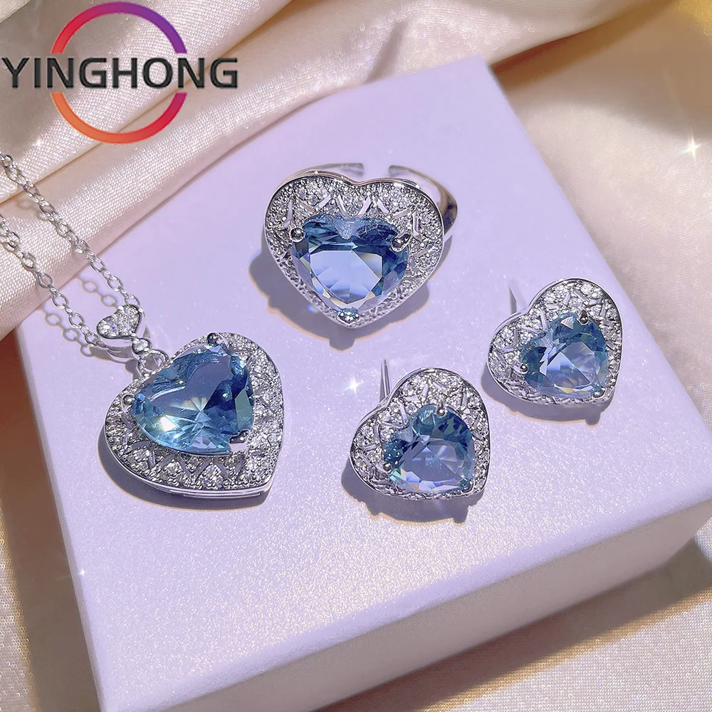 

Женское кольцо с голубым топазом QueXiang, летнее ювелирное изделие из стерлингового серебра 925 пробы с красочным сокровищам, роскошный изысканный подарок