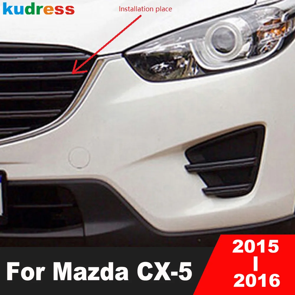 

For Mazda CX-5 CX5 2015 2016 Chrome Car Front Center Grille Grills Cover Trim Racing Grills Molding Strip Exterior Accessories
