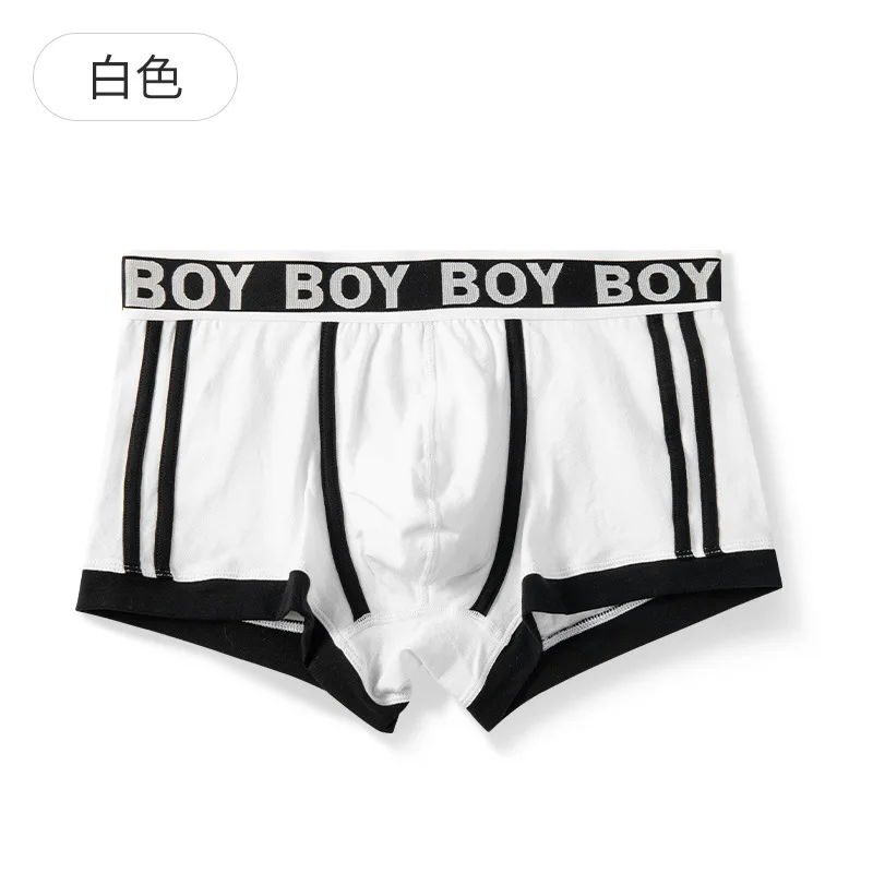 24PCS/LOT Men's Stitching Underwear 50S Cotton Mid-waist Boxers Fashion Comfortable Youth Boxer Shorts Male's Sports Underpants