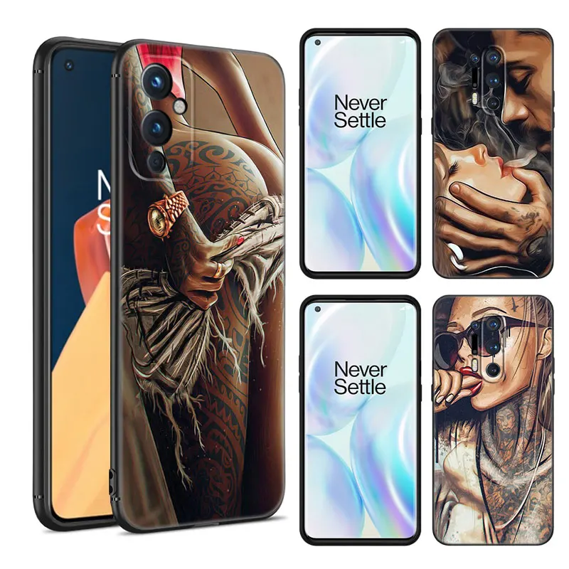 Сексуальный чехол для телефона с рисунком девушки черного цвета из силикона OnePlus