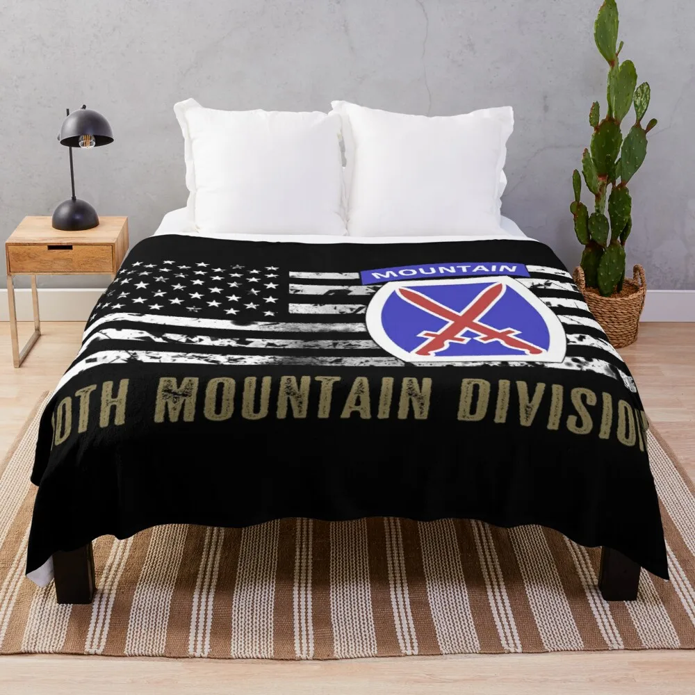 

10th Mountain Division (Distressed Flag) Throw Blanket Brand Blankets