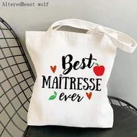 french print fashion women canvas shopping bag eco harajuku shoulder bags personalized thank you mistress school bags gift