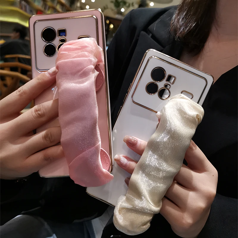 

Женский кожаный чехол для Vivo X80Pro, чехол на запястье для VIVO X80, сетчатый Браслет с поддержкой, защитный чехол для мобильного телефона