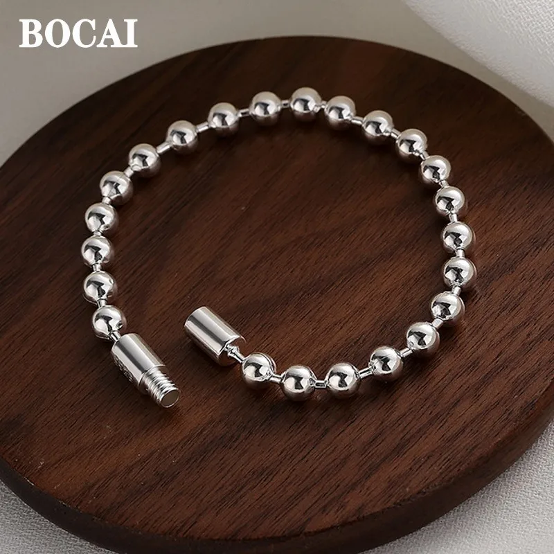 

Новый браслет BOCAI из серебра S925 пробы с круглыми бусинами для девочек модные высококачественные женские ювелирные аксессуары изысканные подарки на день рождения