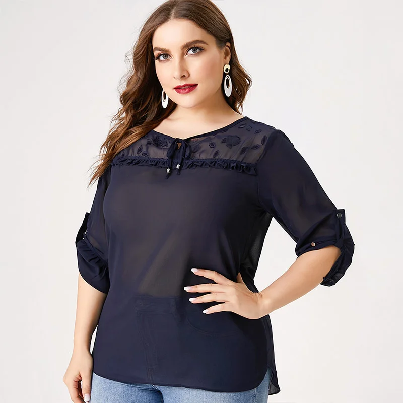 

Осенняя Женская Сетчатая футболка с длинным рукавом, Женская Модная элегантная ретро одежда для мам, Свободный Топ для дам