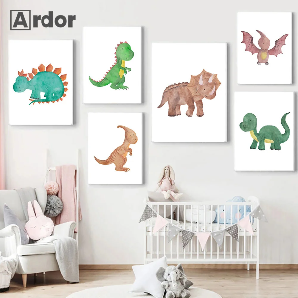 

Dinosaur Tyrannosaurus Poster Wall Art Painting Animals Canvas Painting Print Nordic Picture Kids Boys Baby Bedroom Home Decor