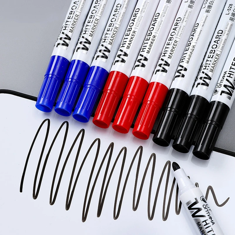 

4 Colors Erasable Whiteboard Marker 2.0mm Nib Hight Capacity Ink Black Dry Erase White Board Teaching Pen School Office Supplies