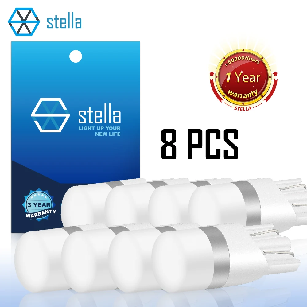 STELLA 8-упак. T10 Светодиодные Автомобильные Сигнальные Лампы 360 Градусов Белый