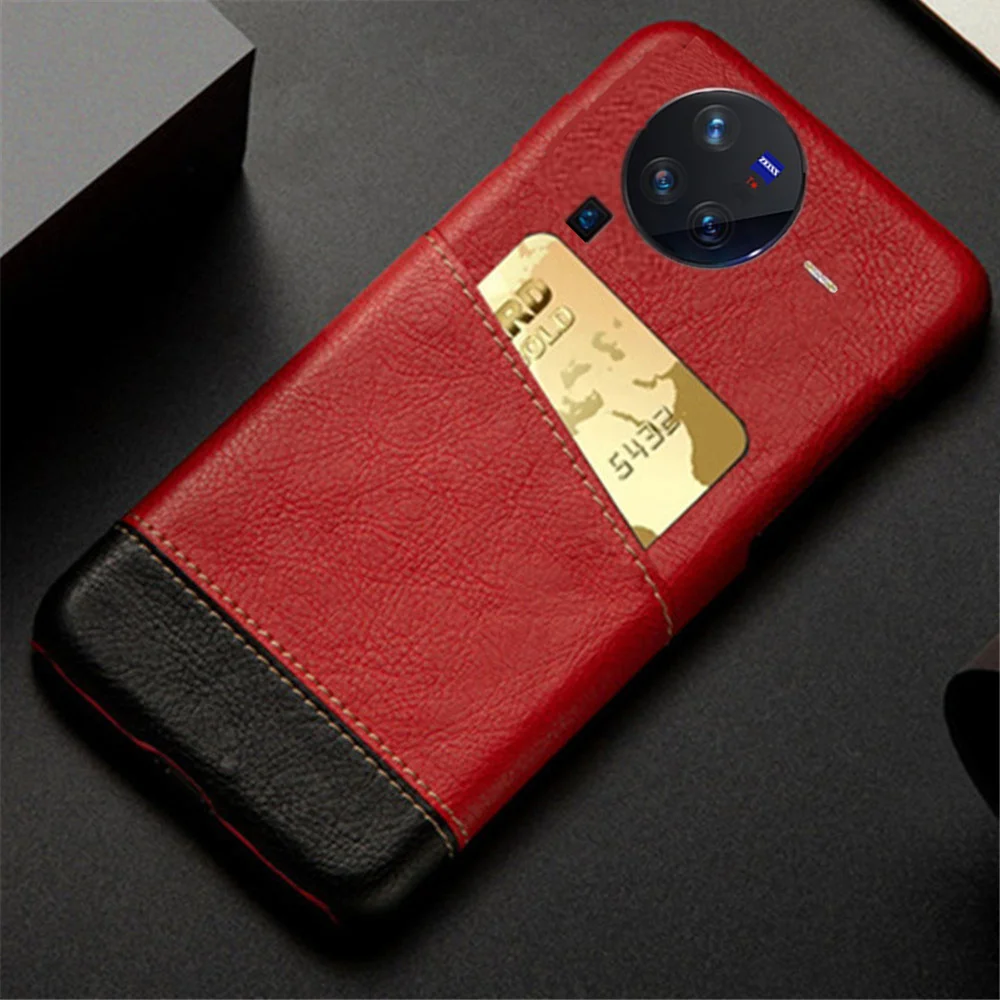 

Vivo X80pro Case For VIVO X80 Pro Mixed Splice PU Leather Credit Card Holder Cover For VIVO X80 X70 Pro Plus X60 Pro Plus Funda