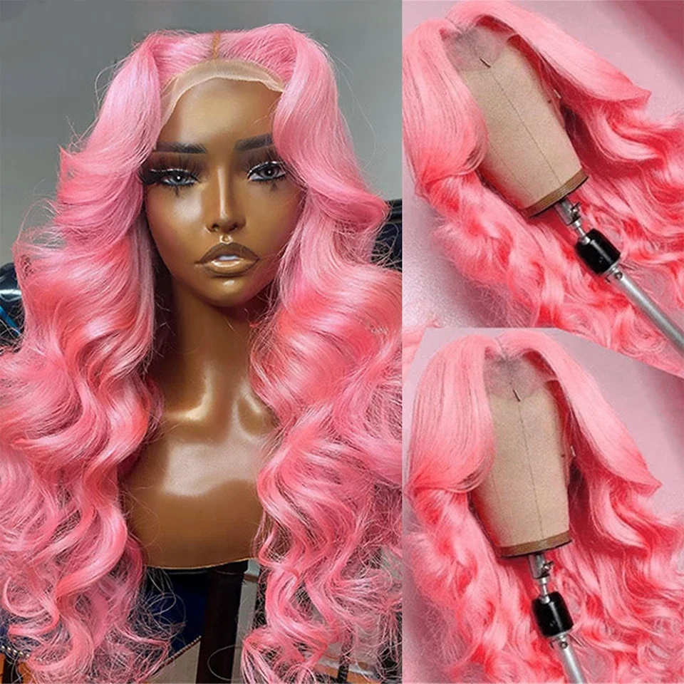 

Парик розового цвета 13x 6 на сетке спереди, предварительно выщипанные бразильские человеческие волосы без клея, плотность 200, парики 4x4 Для Женщин