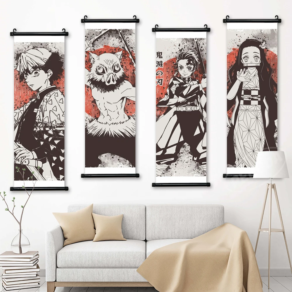 

Canvas Anime Home Decoration Wall Kamado Nezuko Artwork Tomioka Giyuu Painting Hanging Demon Slayer Scrolls Print Picture Poster