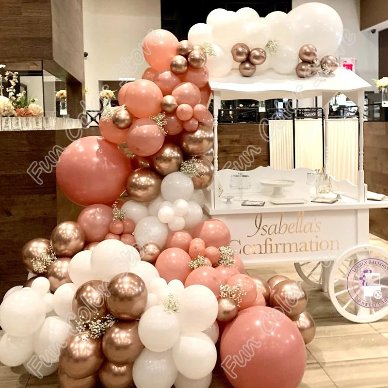 

Retro Pink Balloon Memorial Day Party Arch Background Baby Shower Event Rose Gold Celebration Decoration Birthday Ballon Garland
