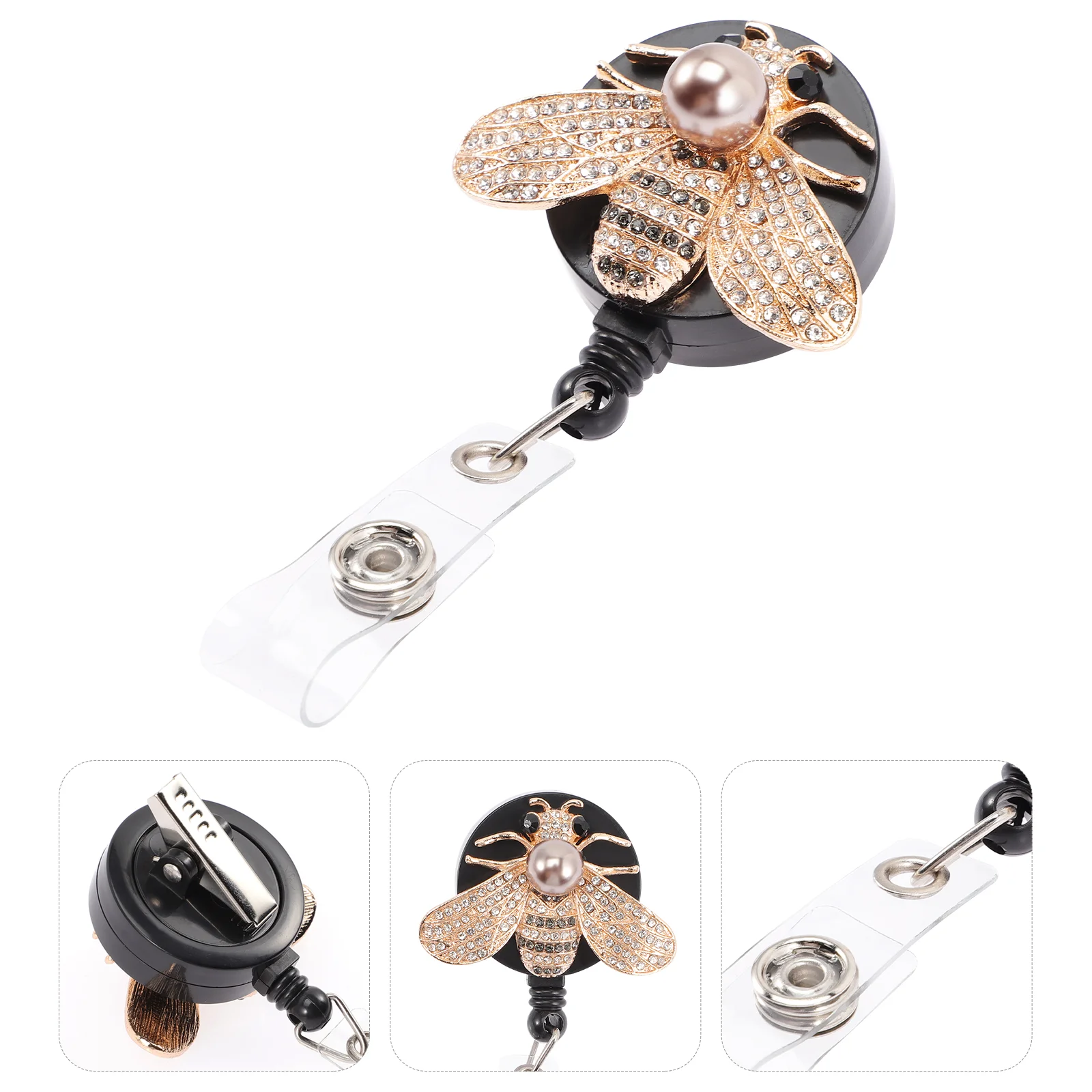 

Badge Holder Reel Retractable Nurse Clip Name Rhinestone Pediatric Id Nurses Key Reels Pearl Crystal Tag