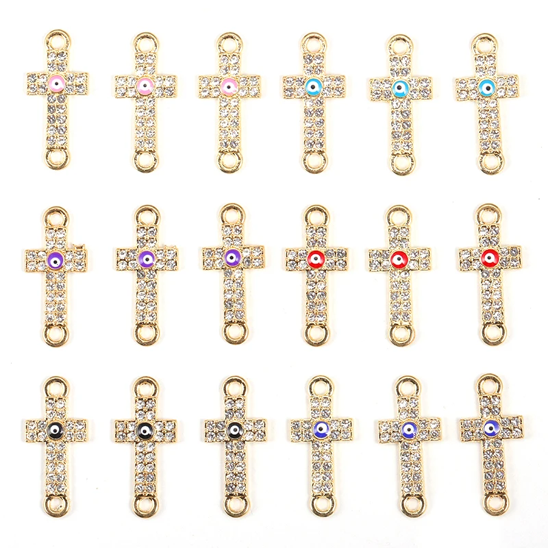 15Pcs 25*12MM Delicate Charm Alloy Cross Eyes Women's Pendant DIY Jewelry Necklace Bracelet Earrings Making Supplies Accessories