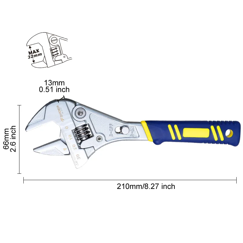 TOPFORZA Регулируемый ключ Ключ с храповым механизмом из хром-ванадиевой стали