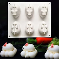 3d rabbit shape silicone cake mold 6 cavity mousse dessert baking bunny mold chocolate bakeware pastry decorating diy mould